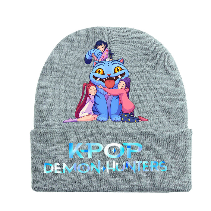 Wholesale Stylish knitted hat rolled brim and printed knit