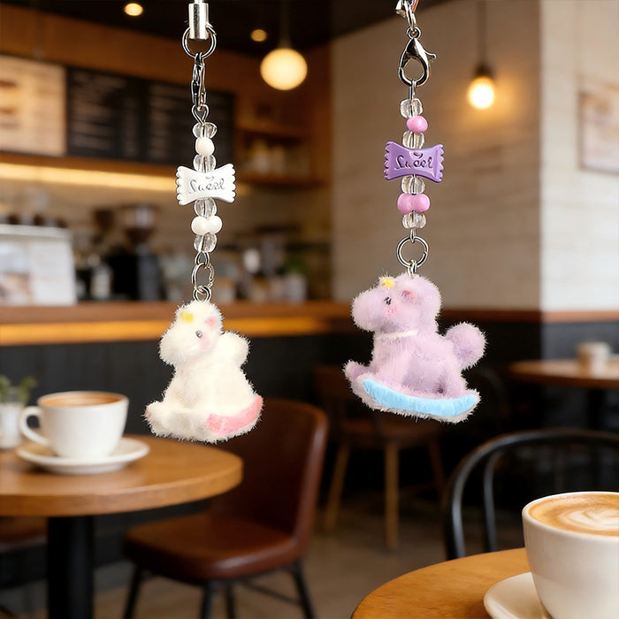 Wholesale Cartoon Flocked Rocking Horse Keychain