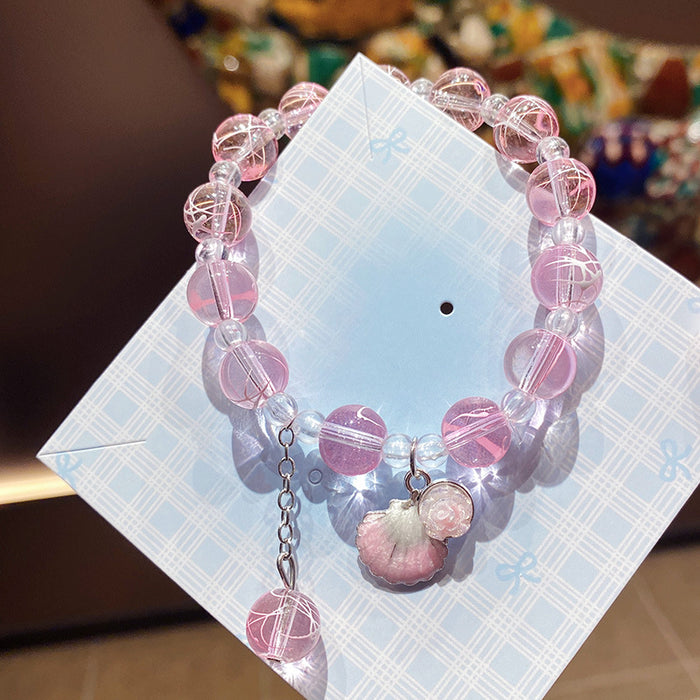 Wholesale Colorful Shell Flower Glass Beaded Bracelet - Kids Fashion Jewelry Accessory MOQ≥3