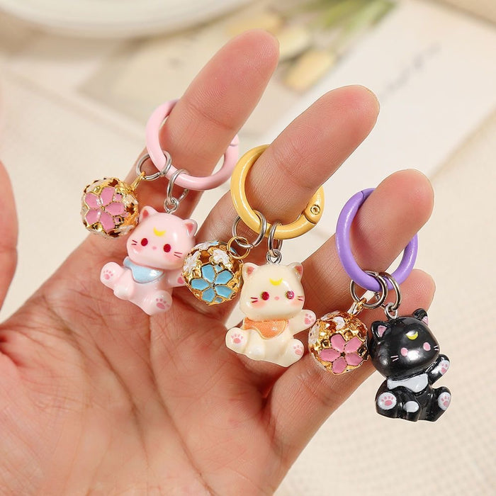 Wholesale Cute Cat Resin Phone Chain Keychain Cartoon Animal Bag Charm Gift For Girls Boutique Resale Accessory