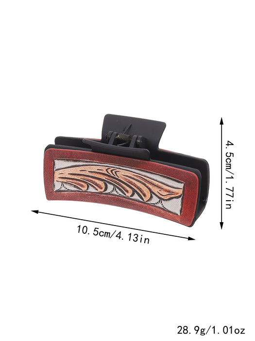 Wholesale Western Denim Style Horse Hair Craft Leather Women' s Hair Clip Grab Clip Shark Clip Hair Accessories Clip