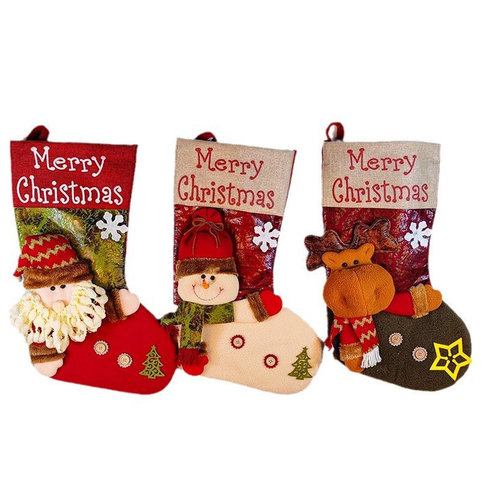 Wholesale Big head doll Christmas stocking cartoon decoration Christmas stocking candy gift bag gift bag pendant