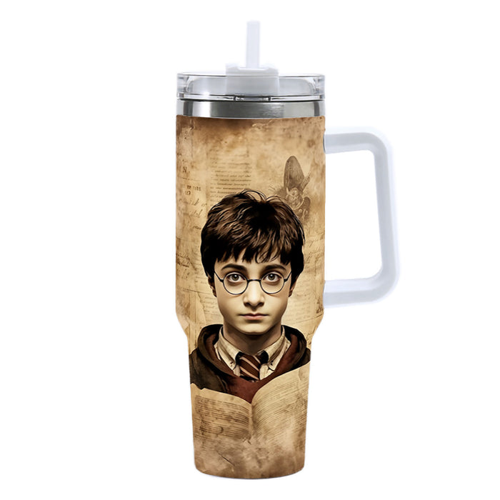 Wholesale 40oz Stainless Steel Tumbler with Handle Magic Wizard Design Car Cup Travel Mug MOQ≥2