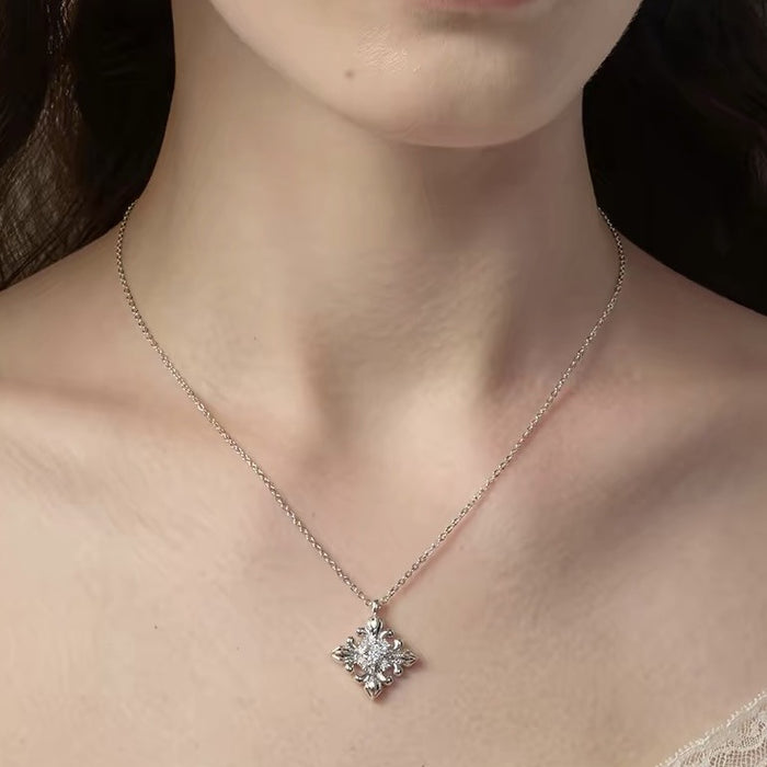 Wholesale Minimalist Iris Flower Pendant Necklace For Women Gold Plated Chic Gift Jewelry