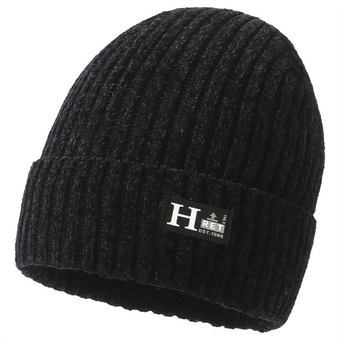 Wholesale Men's Hat Chenille Solid Color Knitted Jacquard Plus Velvet JDC-FH-DG022