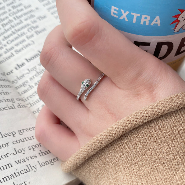 Wholesale Pure silver ring, niche personality, diamond inlaid open ring, high-end feel, index finger ring
