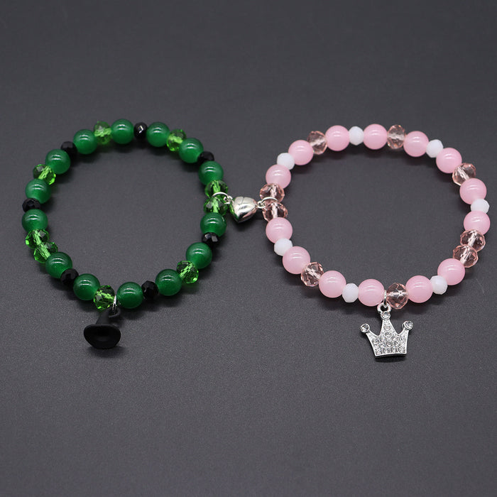 Wholesale 2Pcs Movies  Pink Green Bracelet Necklace Beaded Magnetic Friendship Bracelet