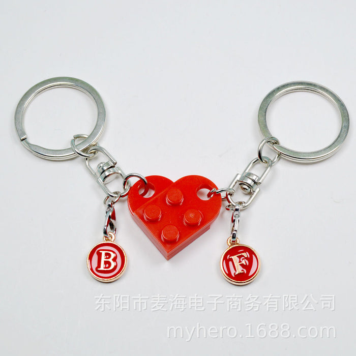 Wholesale Alloy Letter Pendant 2 in 1 Detachable Love Building Block Keychain JDC-KC-Maih003