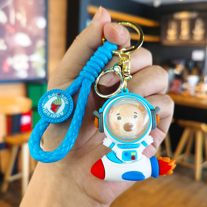 Wholesale Cartoon Space Rocket Animal 3D Doll Rubber Keychain JDC-KC-Tingm033