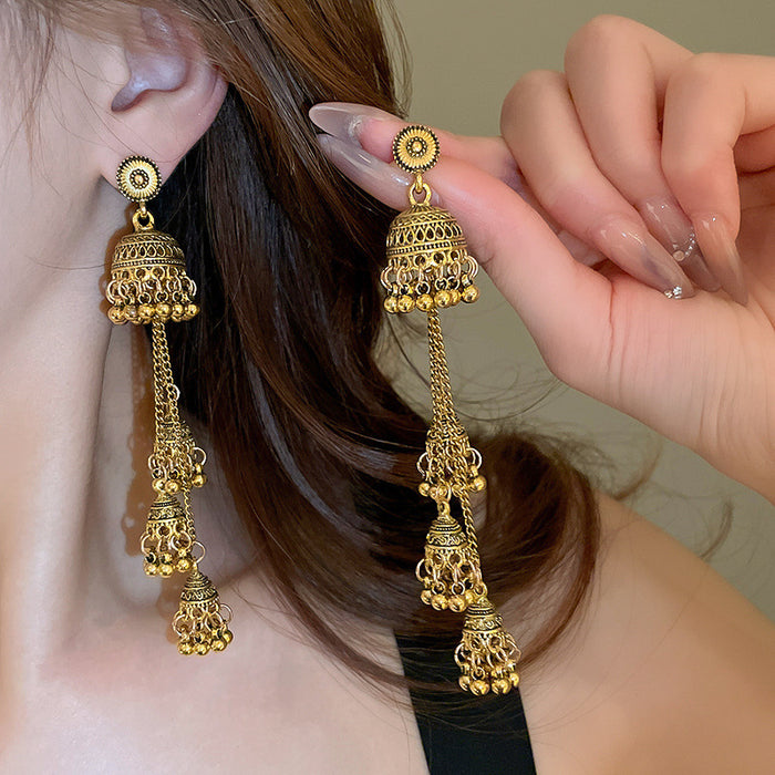 Wholesale metal wind chime tassel earrings high-end earrings for women
