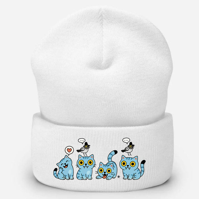 Wholesale Stylish knitted hat rolled brim and printed knit