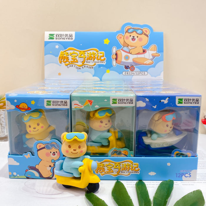 Wholesale 12pcs/box Decorative Rubber Eraser Amusement Park Cartoon Student Stationery