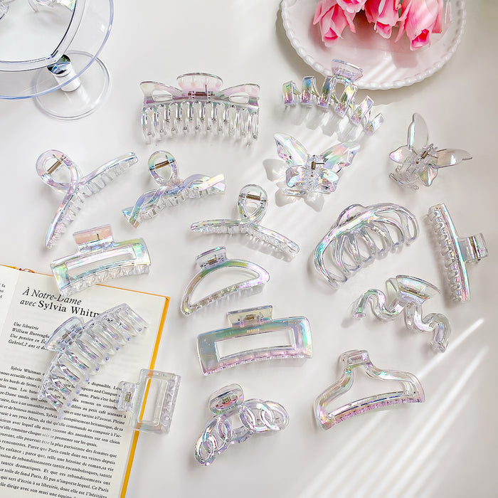 Wholesale Stylish Pearlescent Mermaid Large Hair Claw Clip Plastic Grip