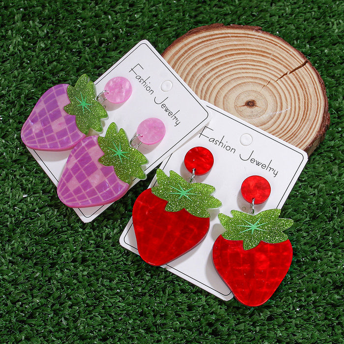 Wholesale Acrylic Earrings White Purple Red Plaid Strawberry Acrylic Earrings Earrings Earrings for Women