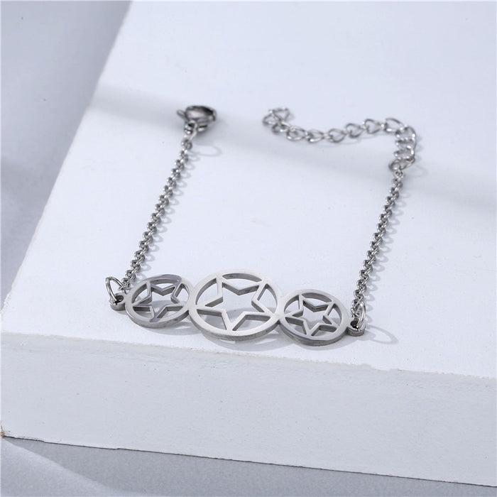 Wholesale Hollow Stainless Steel Glossy Star Bracelet JDC-BT-Mingm009