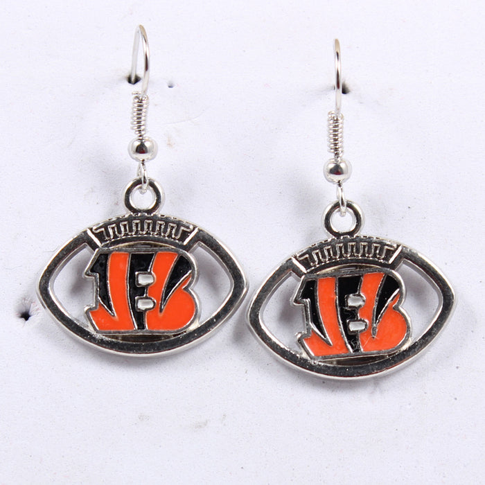 Wholesale team earrings earrings  rugby shape earrings lightning cowboy chief pirate Steelman