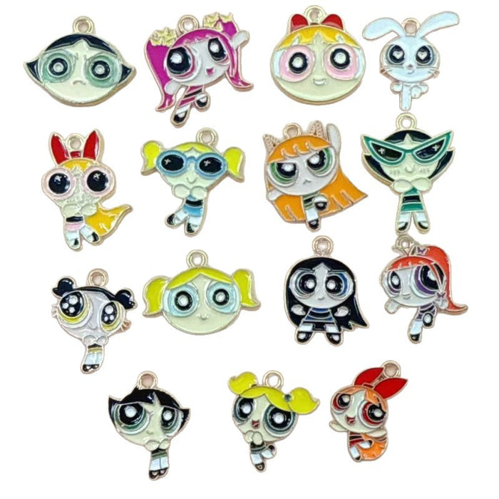 Wholesale 10pcs DIY Cartoon Cute Girl Alloy Resin Jewelry Pendant Necklace Earrings