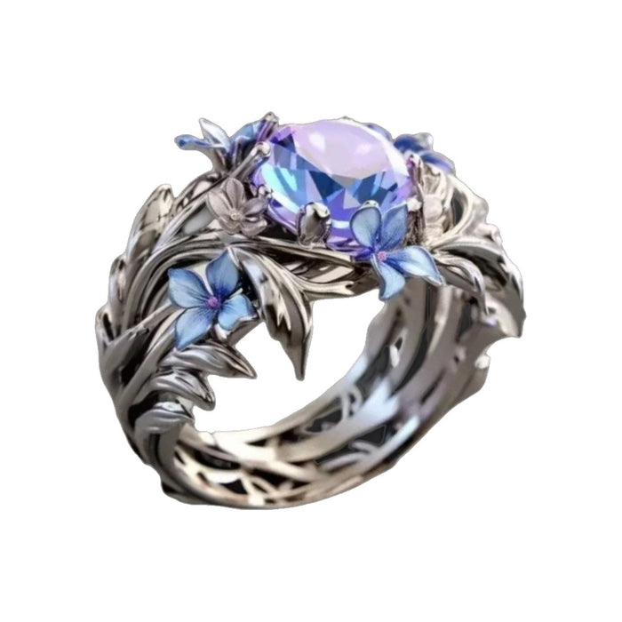 Wholesale Iris flower enamel oil painting ring