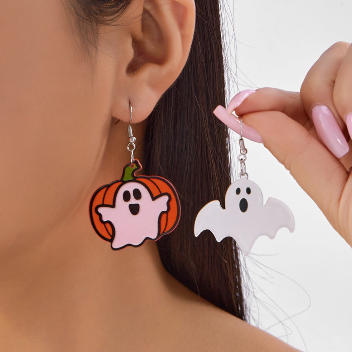 Wholesale  element earrings funny cartoon acrylic heart ghost pumpkin smiley face earrings for women