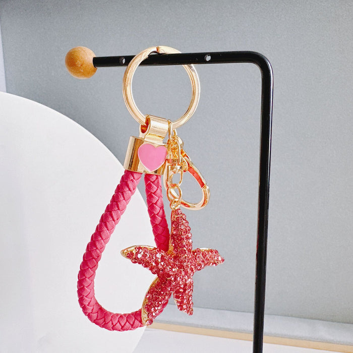 Wholesale Rhinestone Starfish Zinc Alloy Keychain JDC-KC-ZhanLun020