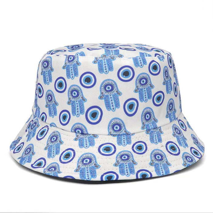 Wholesale geometric graffiti retro fisherman hat printed double-sided all-match basin hat outdoor sun hat