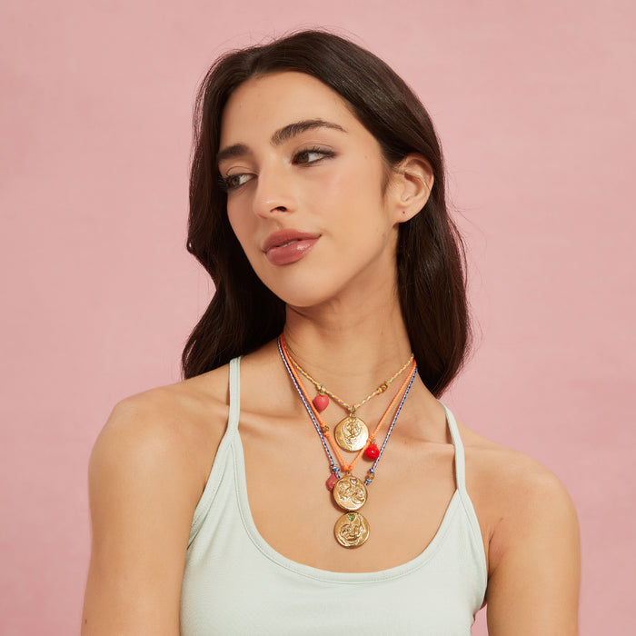 Wholesale Original design: rope, hand woven pendant, stainless steel inlaid with zircon, twelve zodiac signs necklace, fashionable and elegant accessory