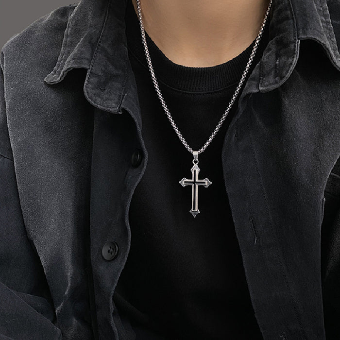 Wholesale Cross necklace for men and women, Instagram trendy couple, bouncing disco pendant, personalized student, hip-hop style, design sense, niche necklace