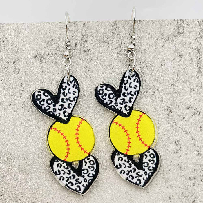 Wholesale New acrylic earrings with heart-shaped printed earrings and sports earrings