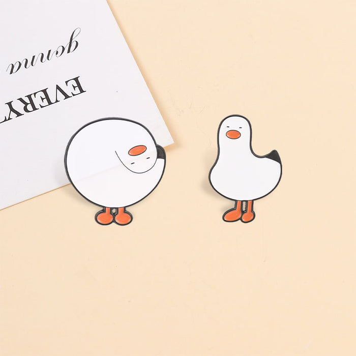 Wholesale Trendy Cartoon White Goose Brooch Pin Cute Zinc Alloy Enamel Badge Everyday Fashion Accessory