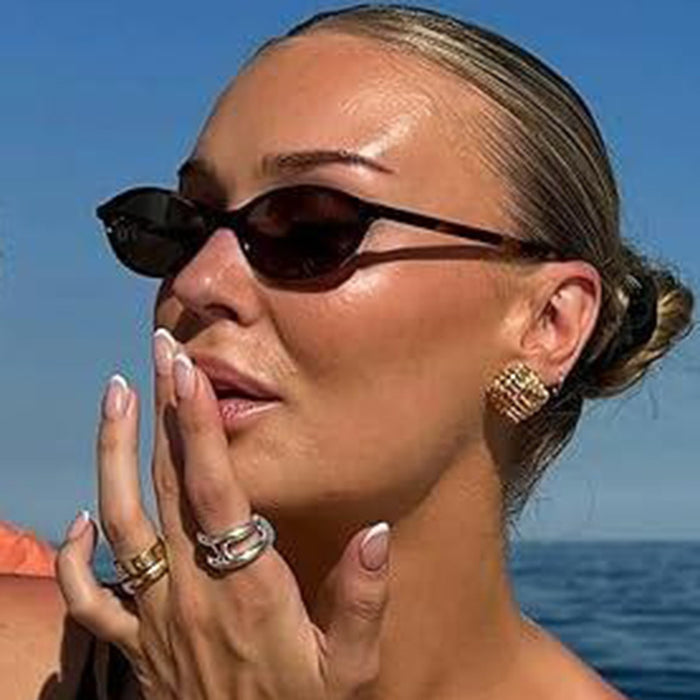 Wholesale Fashion oval small frame sunglasses street photography sunglasses personalized sunglasses