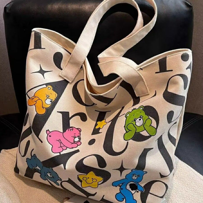 Wholesale Student Canvas Bag Women' s Large Capacity Tote Commuter Bag Versatile Printed