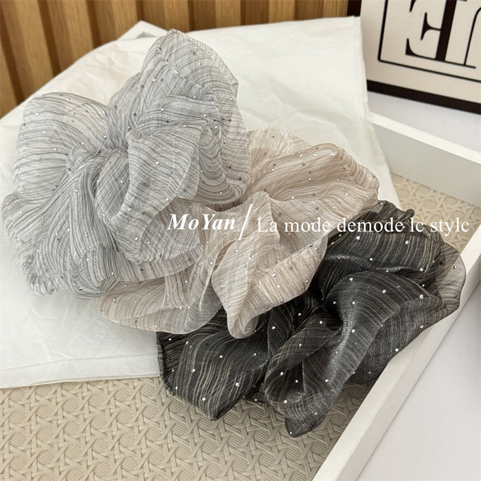 Wholesale drilling large intestine hair ring female high sense striped head rope hair rope