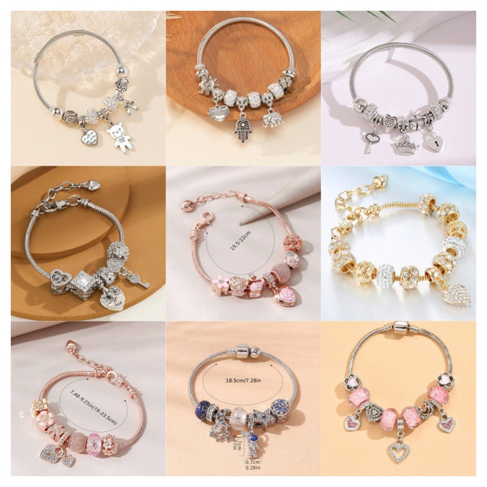 Wholesale Stainless Steel Copper Alloy Rhinestone Beaded Bracelet JDC-BT-ShenYuan001