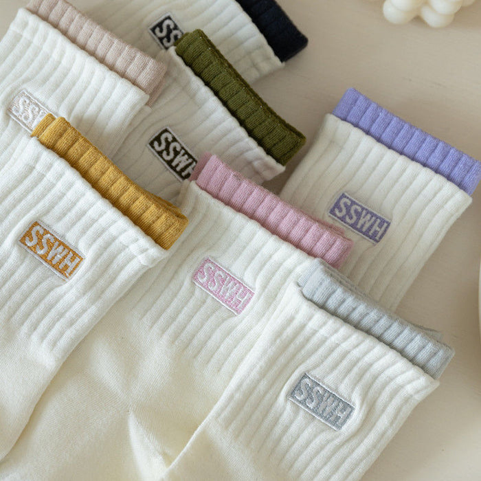 Wholesale New socks, mid length socks, cotton socks, breathable letter long socks, sports women's socks
