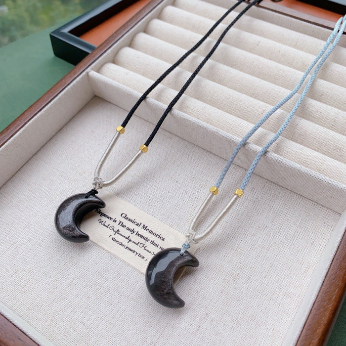 Wholesale Natural silver stone pendant necklace crescent