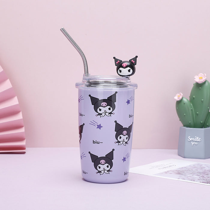 Wholesale Cute Cartoon Stainless Steel Portable Straw Thermos Cup for Students