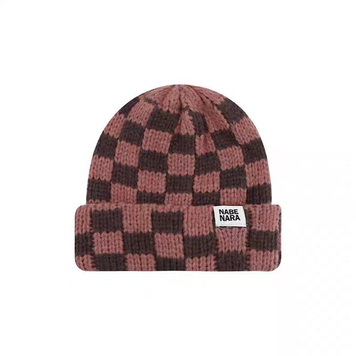 Wholesale Checkered pattern niche Christmas knitted winter hat