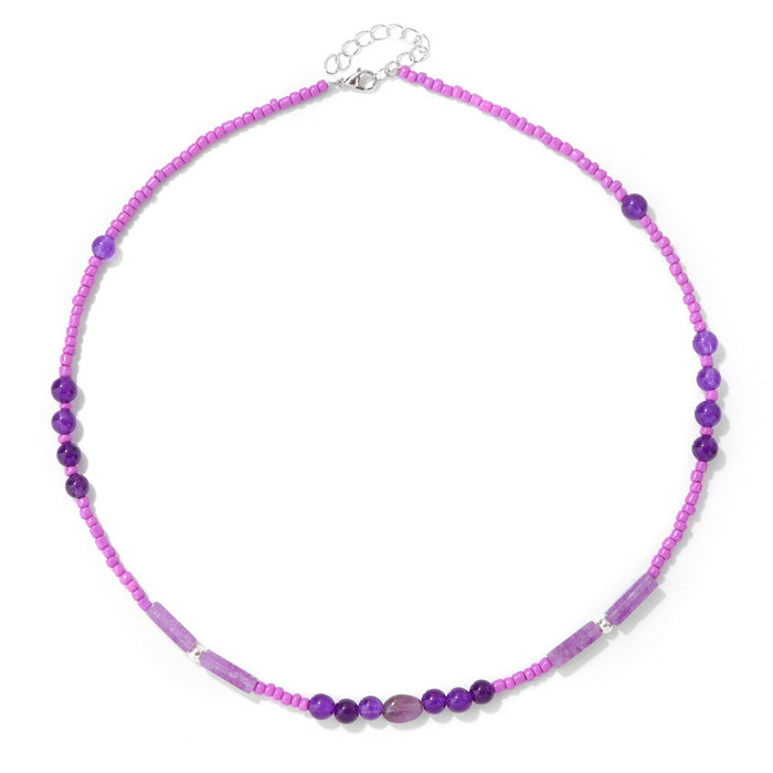 Wholesale Stone bead necklace with colorful small beads choker necklace
