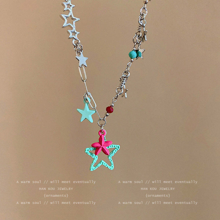 Wholesale Multicolor Star Pendant Clavicle Chain for Everyday Fashion Jewelry Accessory