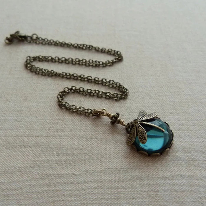 Wholesale Creative retro green crystal pendant necklace, personalized fashion party jewelry