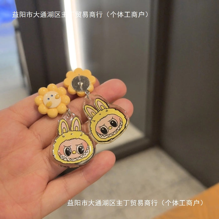 Wholesale Cute original niche cartoon flower silver needle earrings for non-pierced ears ear clip gifts