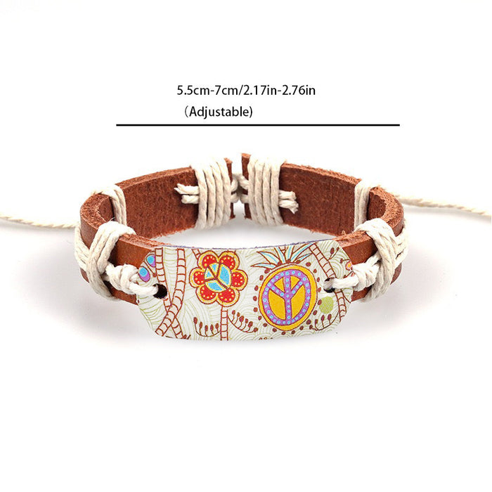 Wholesale Vintage Genuine Leather Ethnic Style Bracelet JDC-BT-QN002