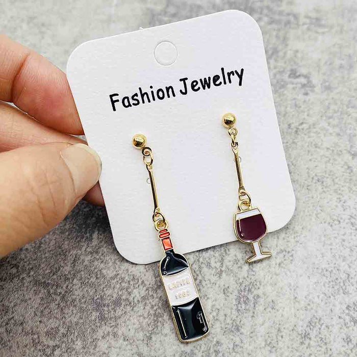Wholesale Alloy Oil Drop Earrings Beer Red Wine Glass Coffee Gourmet Drink Pendant Earrings