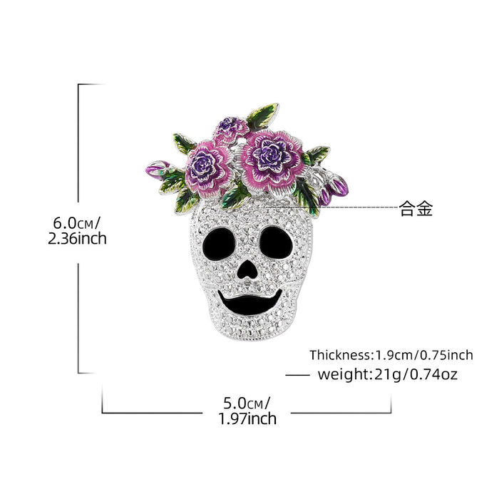 Wholesale Zinc Alloy Skull Brooch Spooky  Fashion Pin Gold Tone Party Accessory