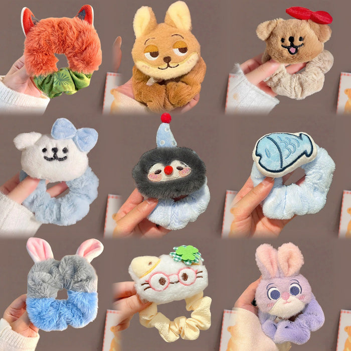 Wholesale Cute penguin and fish plush cartoon  hair scrunchies