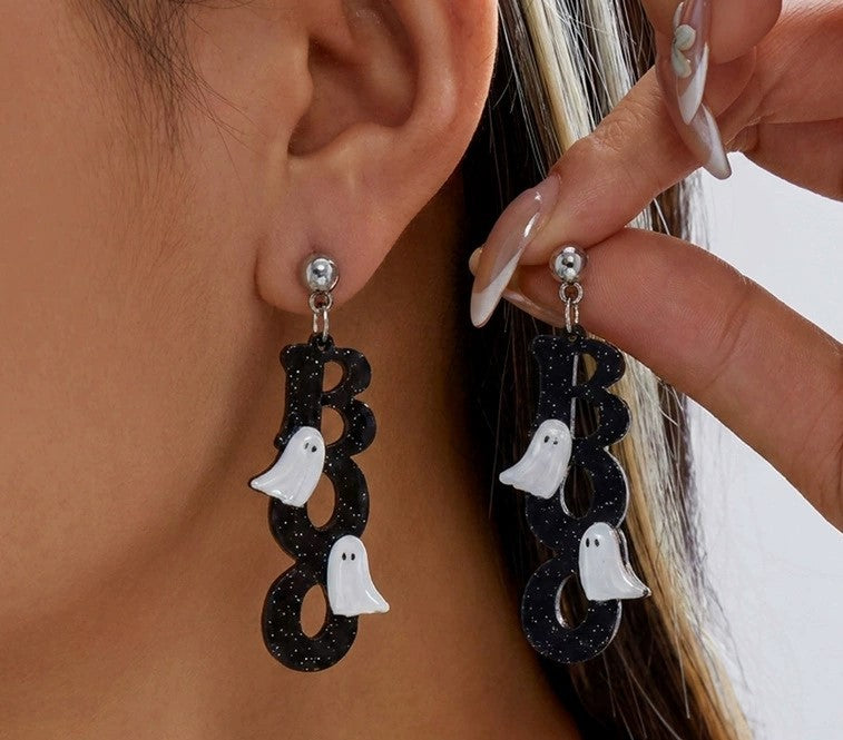 Wholesale  Boo Ghost 2D Acrylic Pendant Earrings Fashion Accessory MOQ≥2