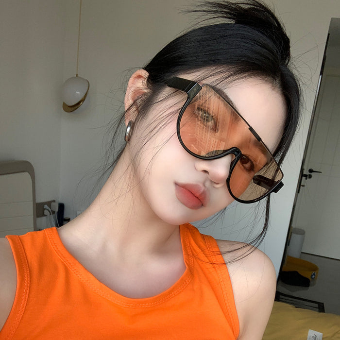 Wholesale Conjoined sunglasses, brown sunglasses, UV resistant glasses