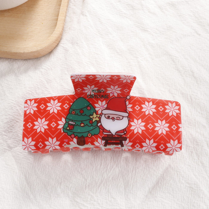 Wholesale Christmas Hair Claw Clip with Snowflake and  Pattern Back of Head Bun Shark Clip