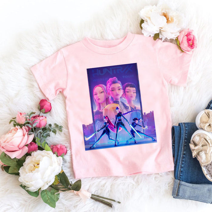 Wholesale Cotton Casual Teen T Shirt K Pop  Fan Gift Striped Round Neck Short Sleeve