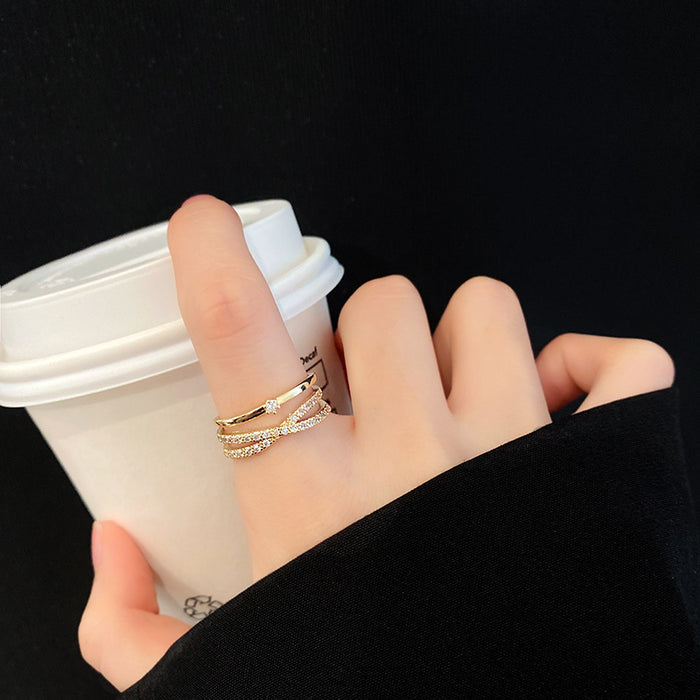 Wholesale Micro-inlaid Crystal Zircon Pearl Ring